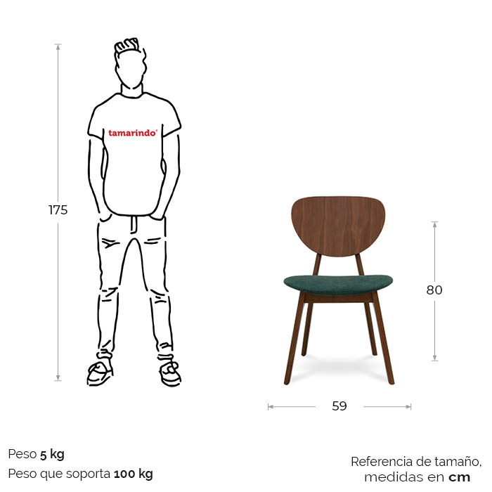 Silla Tela Verde/nogal Cax | Sillas | comedores